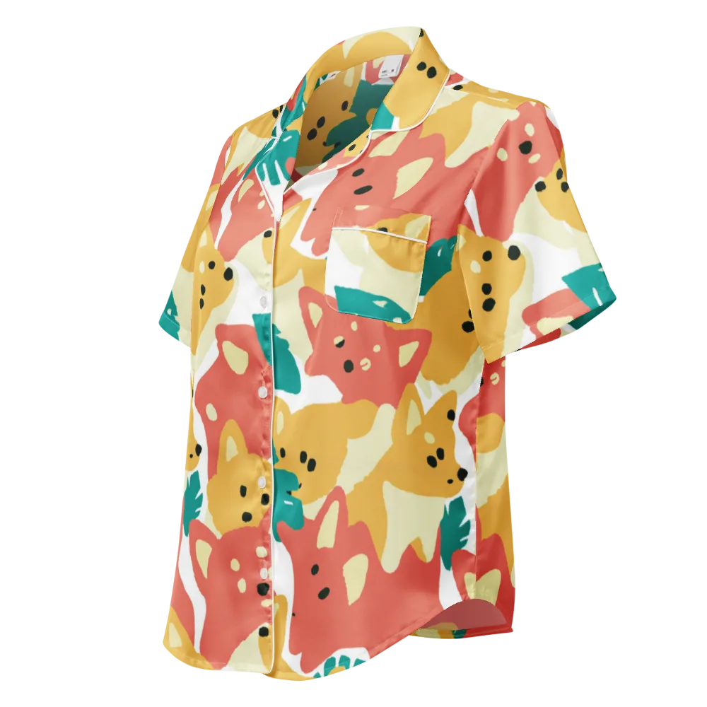 Purrfect Palette on Women's Short Sleeve Pajama Top — Left Front