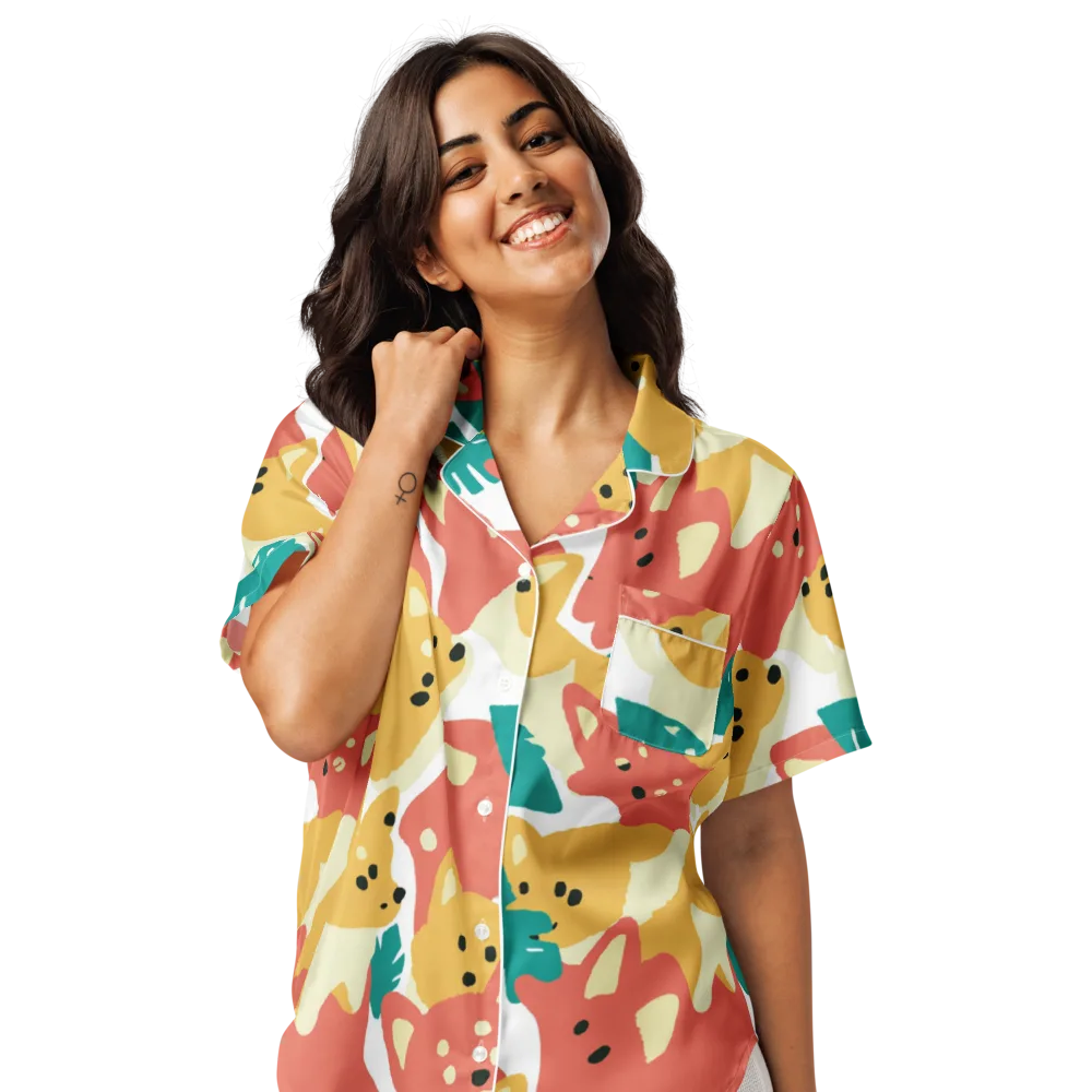 Purrfect Palette on Women's Short Sleeve Pajama Top — Front