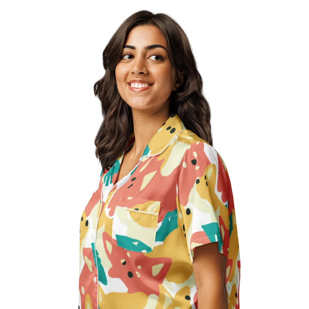 Purrfect Palette on Women's Short Sleeve Pajama Top — Left Front
