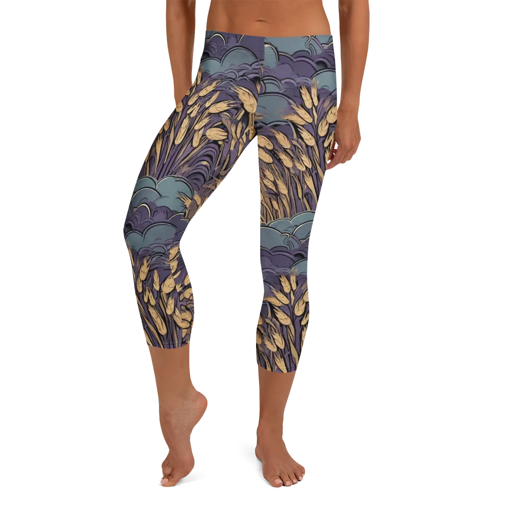 Lavender Harvest on Capri Leggings — Front