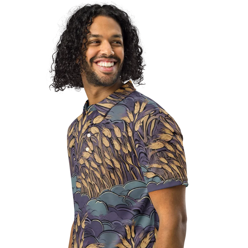 Lavender Harvest on Men's Slim Fit Polo Shirt — Left Front