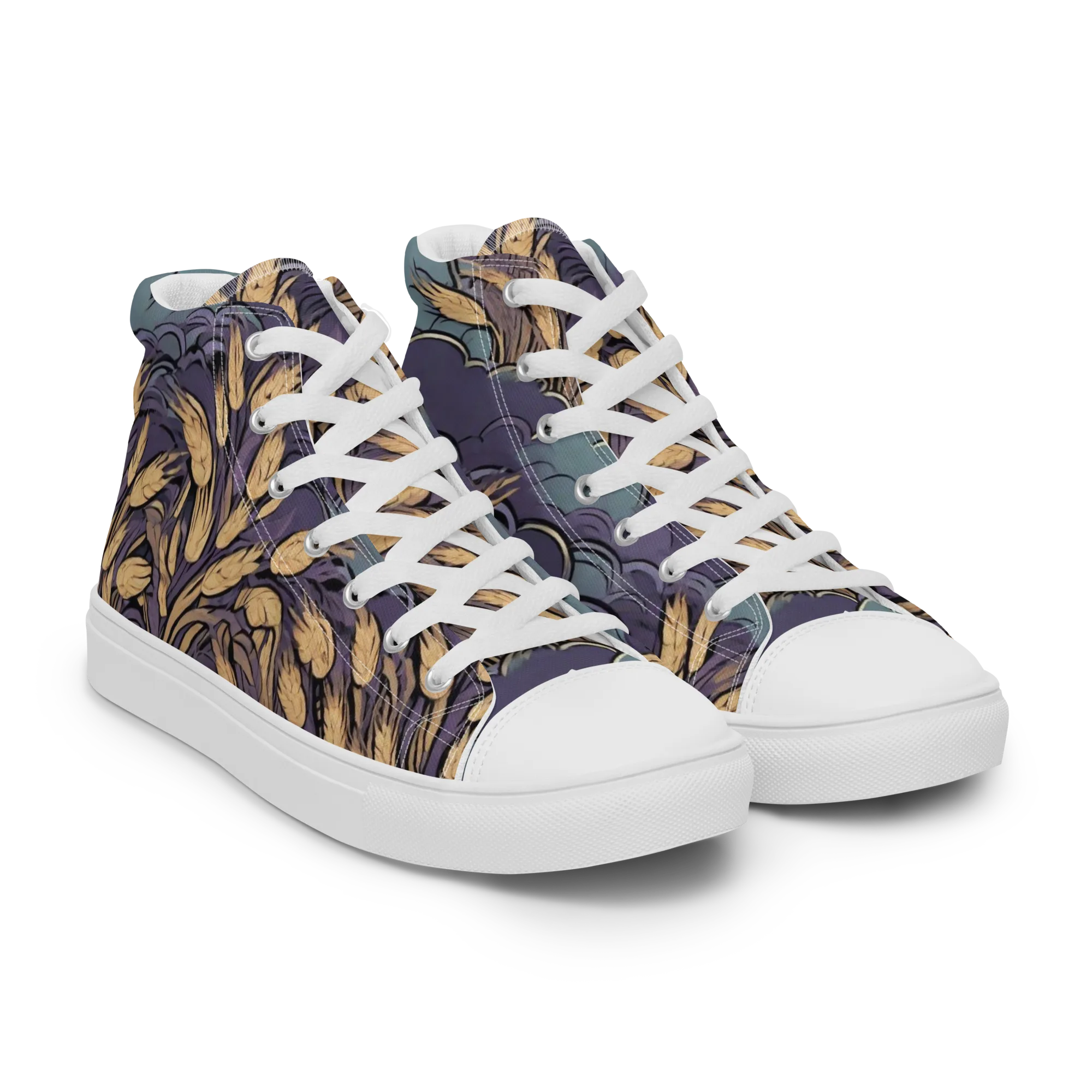 Lavender Harvest on Men's High Top Canvas Shoes — Right Front