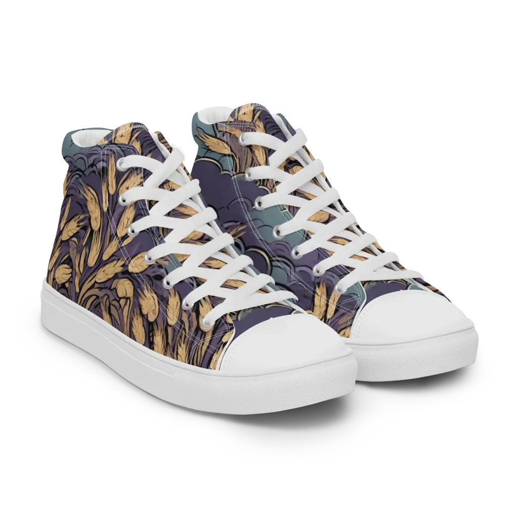 Lavender Harvest on Men's High Top Canvas Shoes — Right Front
