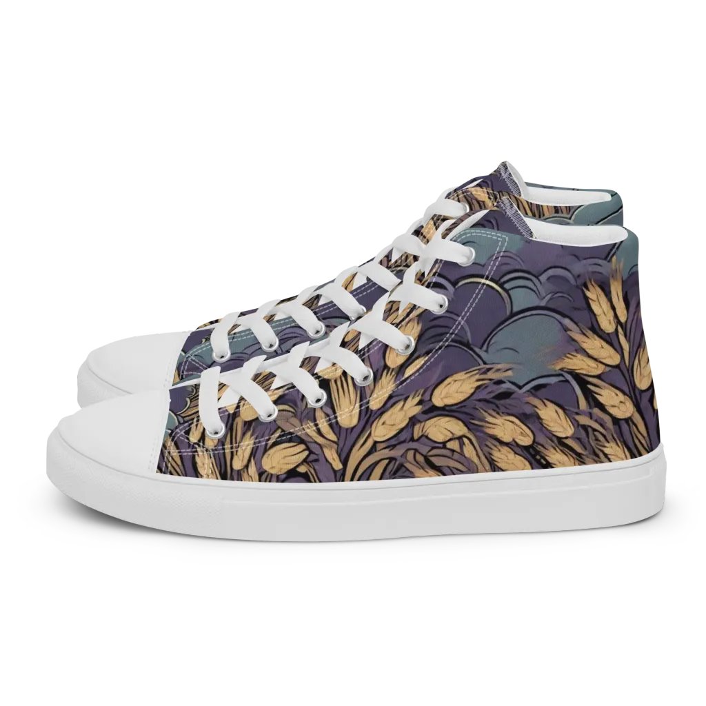 Lavender Harvest on Men's High Top Canvas Shoes — Left