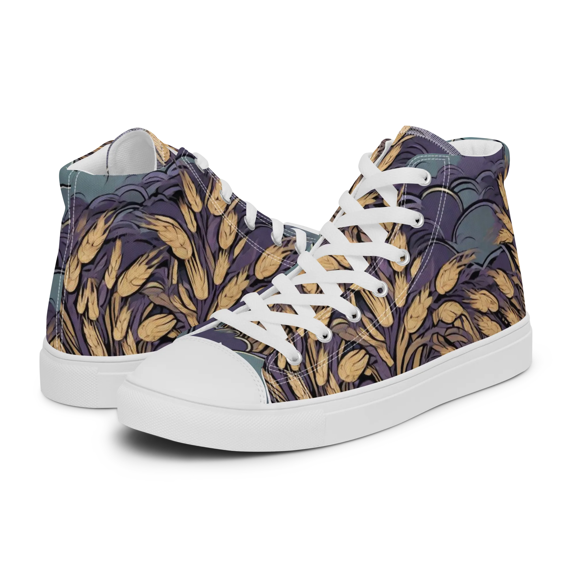 Lavender Harvest on Men's High Top Canvas Shoes — Left