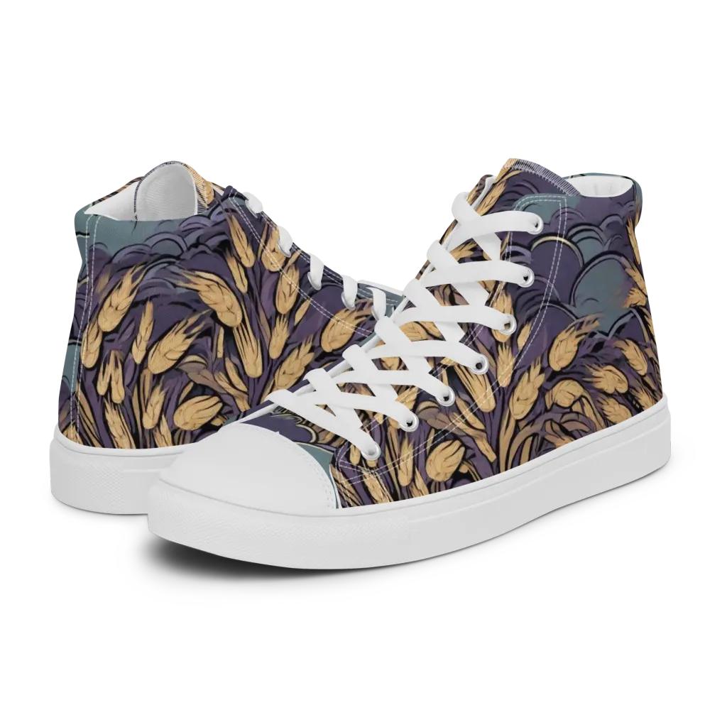 Lavender Harvest on Men's High Top Canvas Shoes — Left