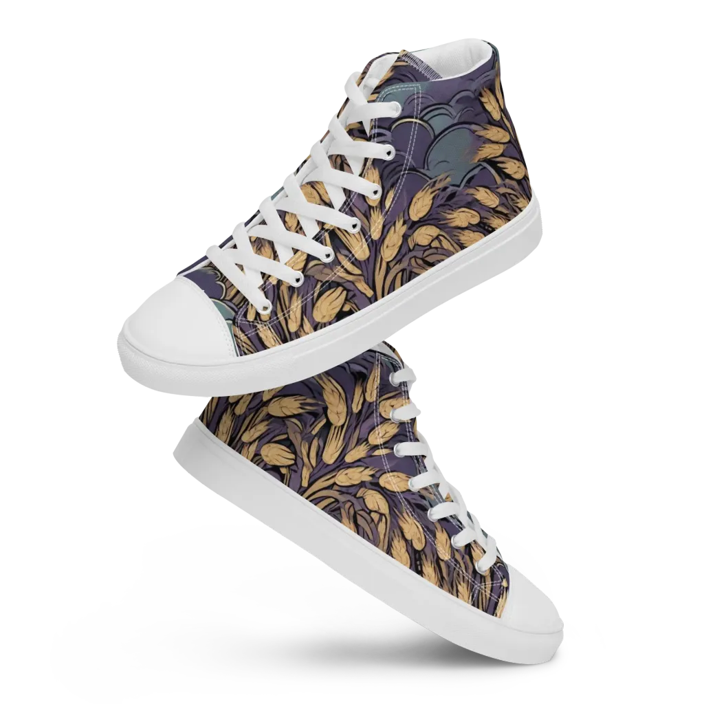 Lavender Harvest on Men's High Top Canvas Shoes — Front