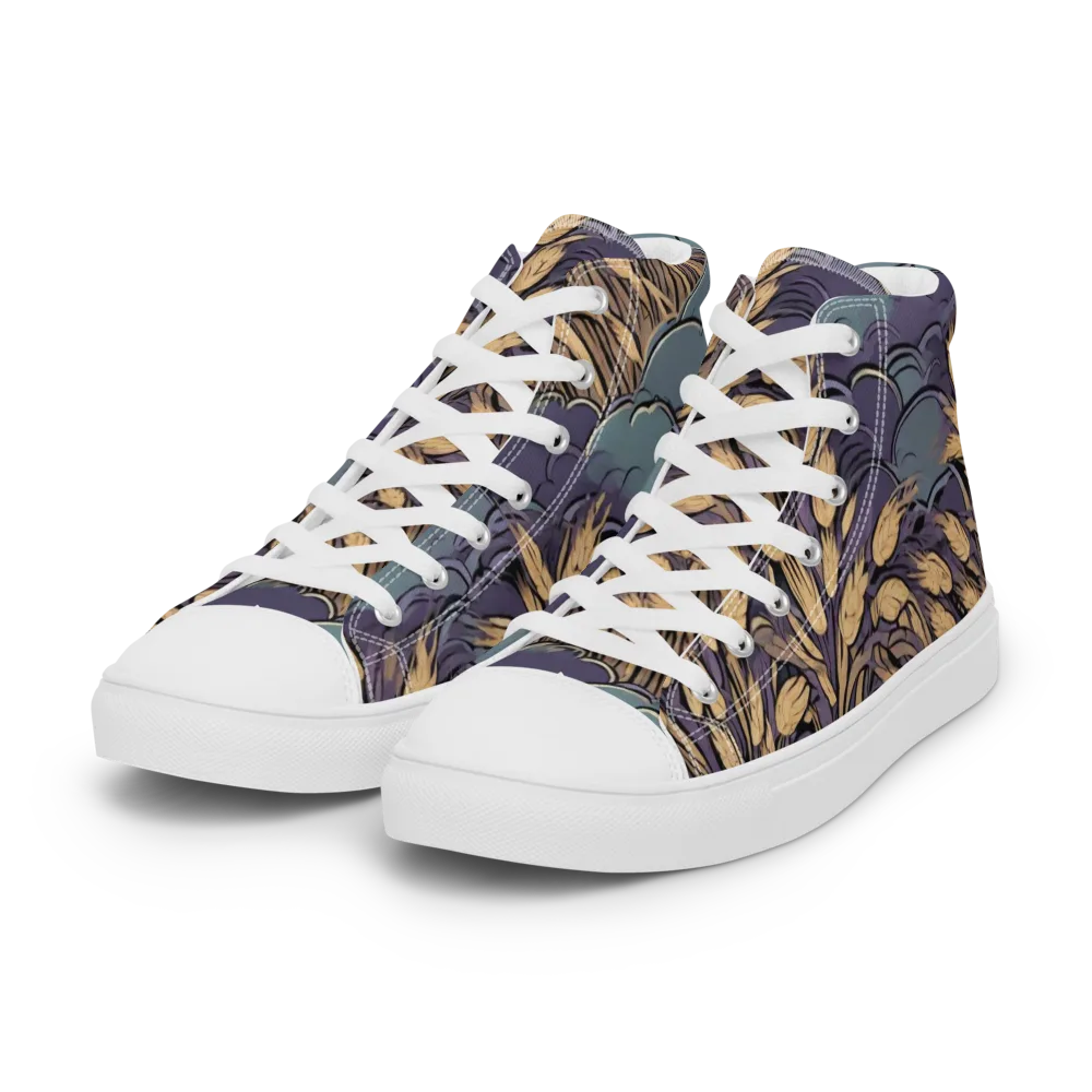 Lavender Harvest on Women's High Top Canvas Shoes — Left Front