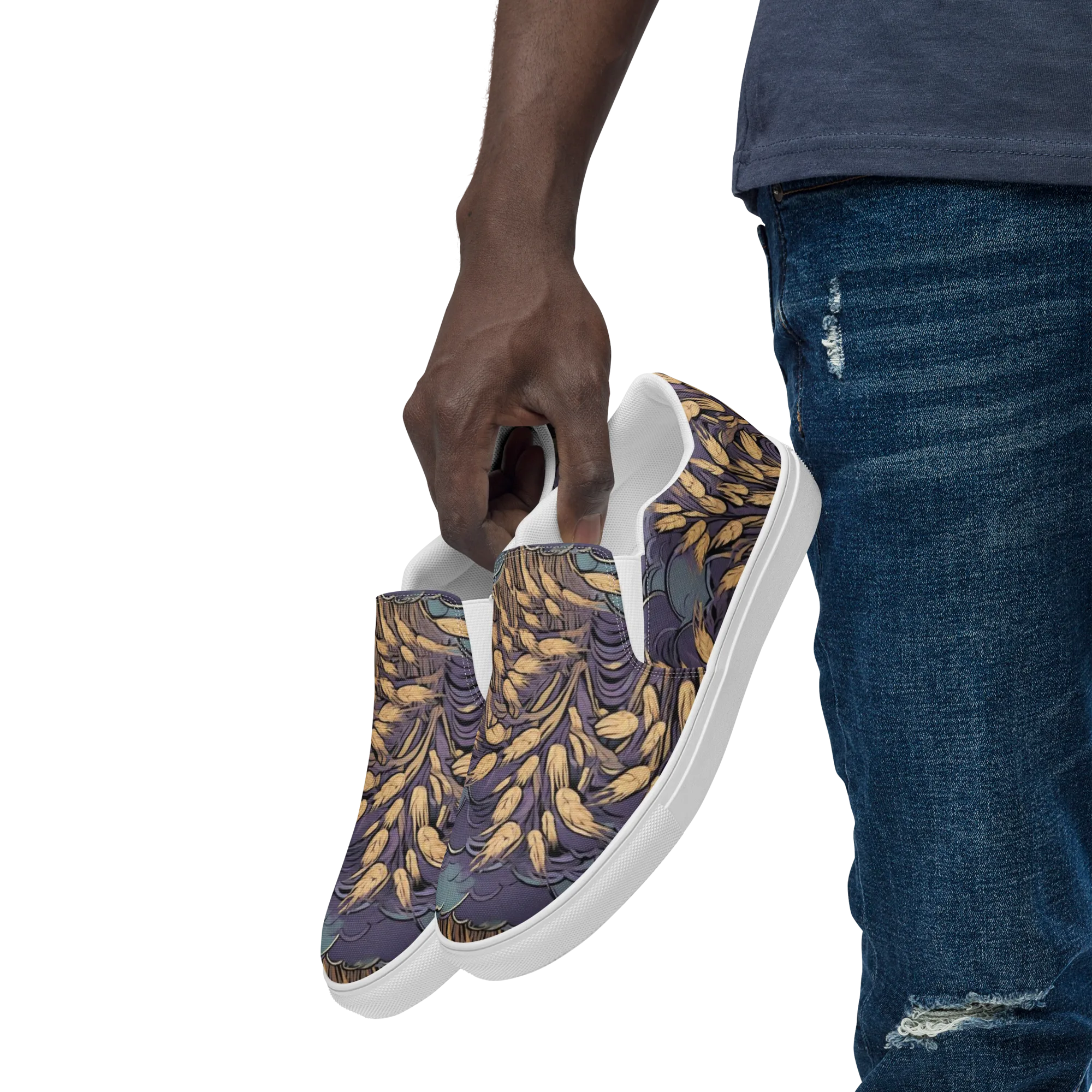 Lavender Harvest on Men's Slip-On Canvas Shoes — Left Front