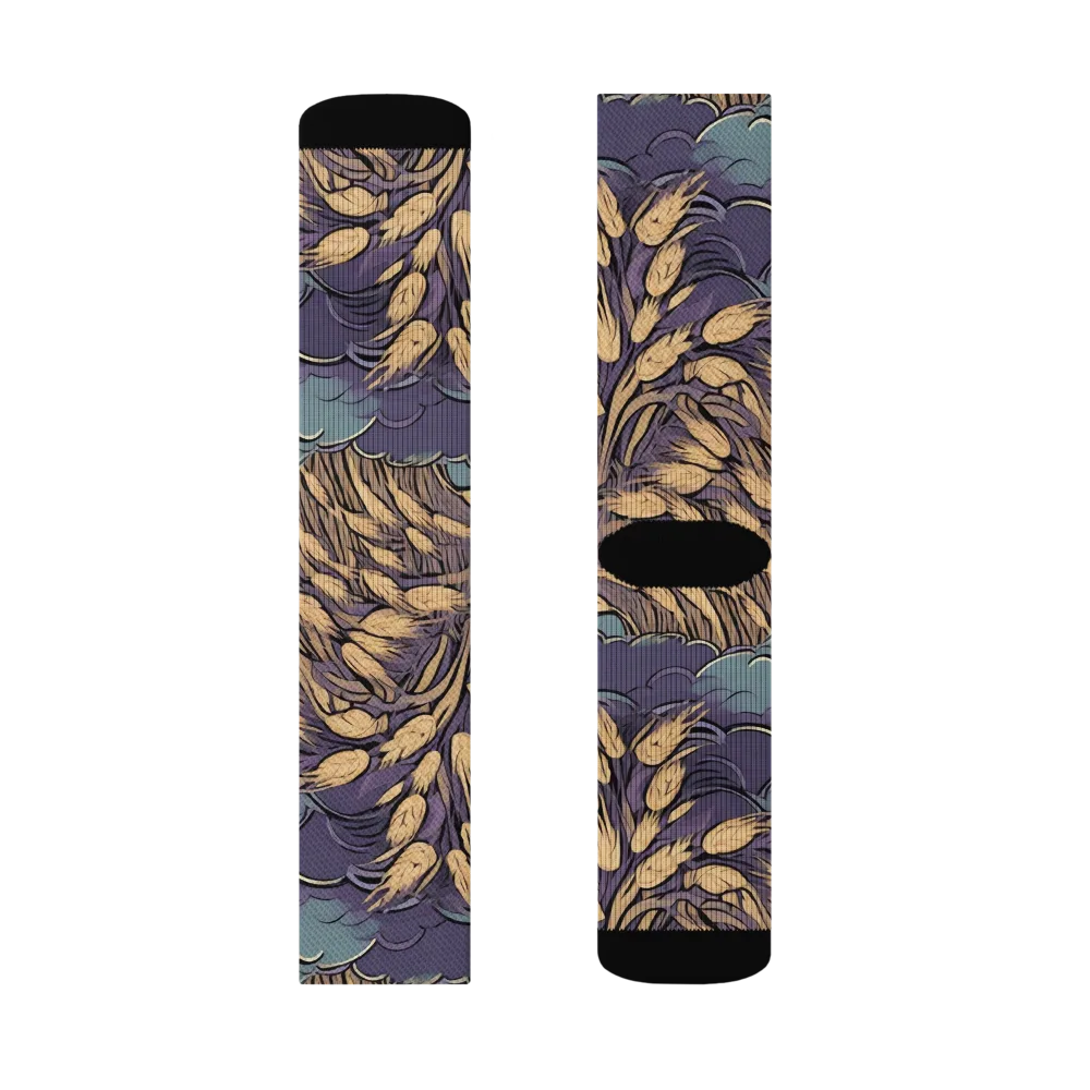 Lavender Harvest on Socks — Left Sock