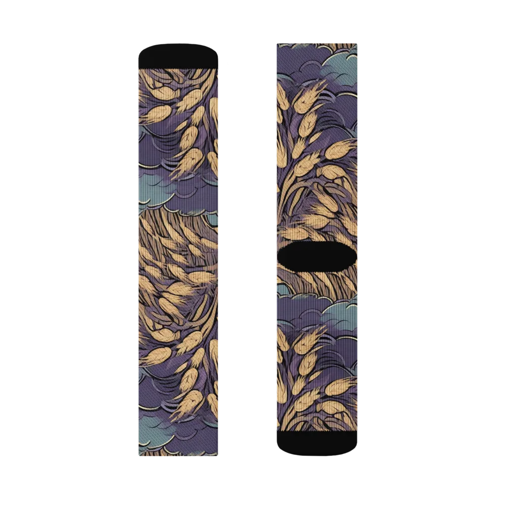 Lavender Harvest on Socks — Right Sock