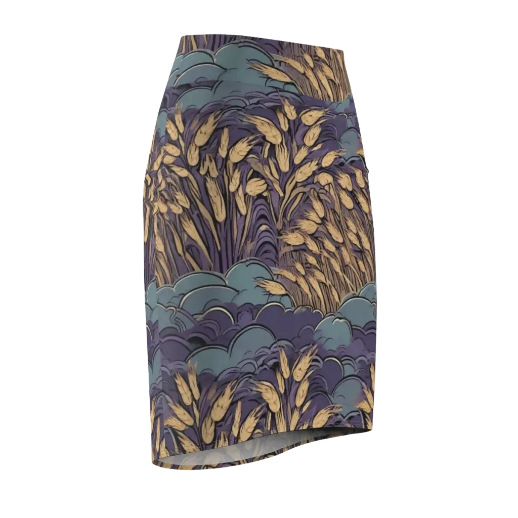 Lavender Harvest on Pencil Skirt — Front Side