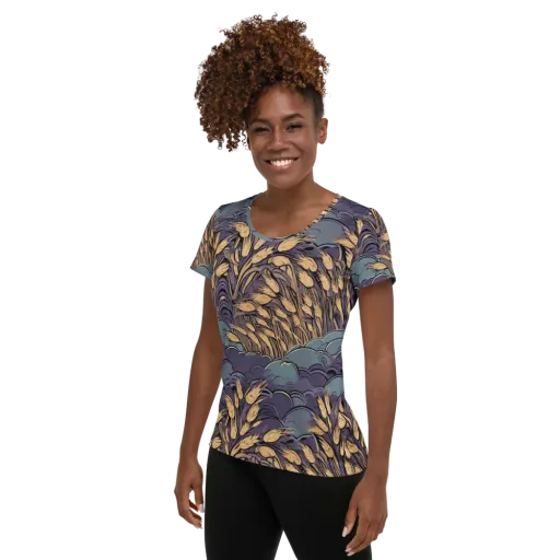 Lavender Harvest on a Women's Athletic T-Shirt