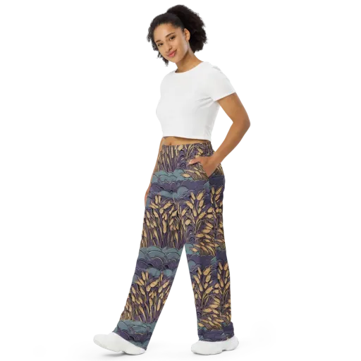 Lavender Harvest on a Wide-Leg Pants