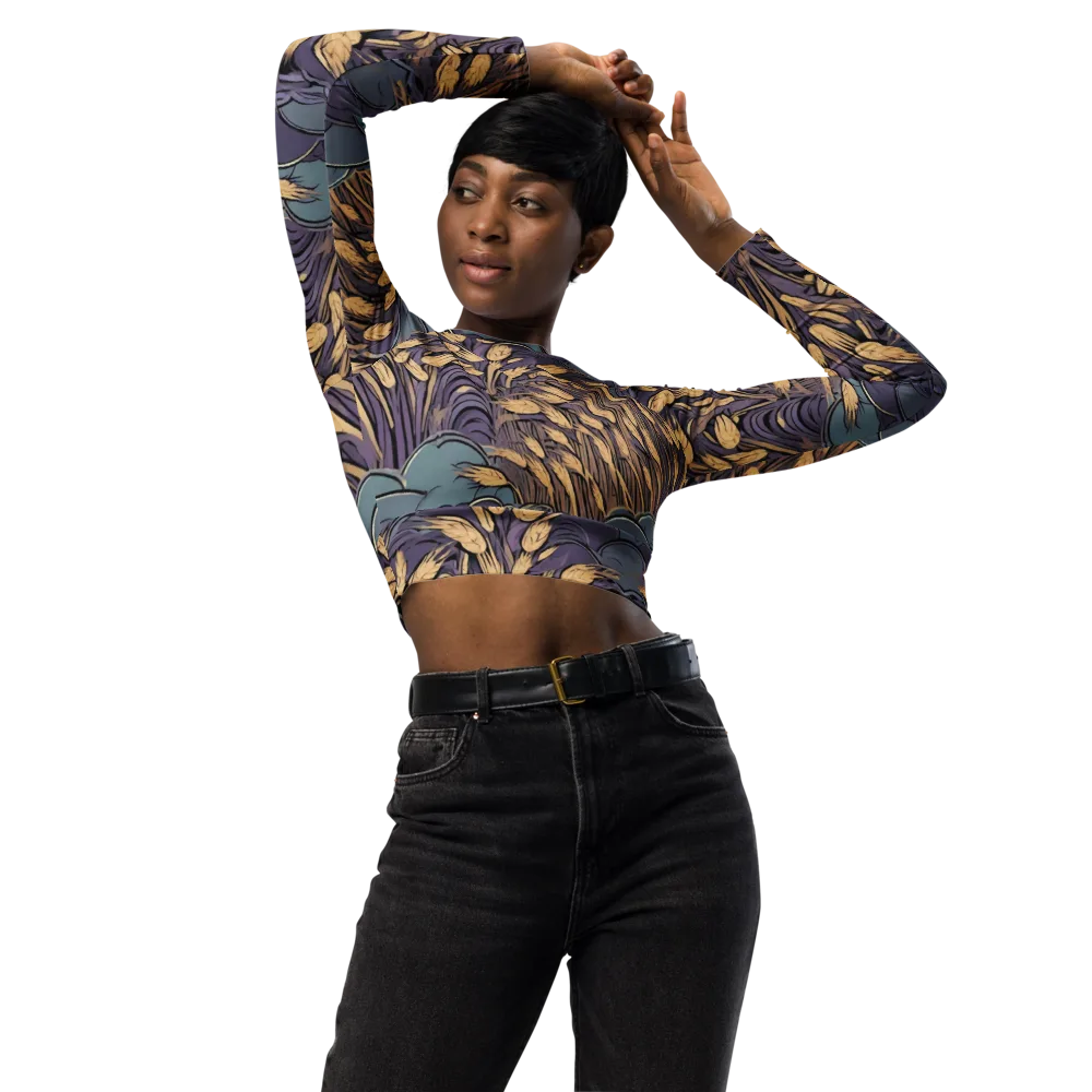 Lavender Harvest on Long Sleeve Crop Top — Front