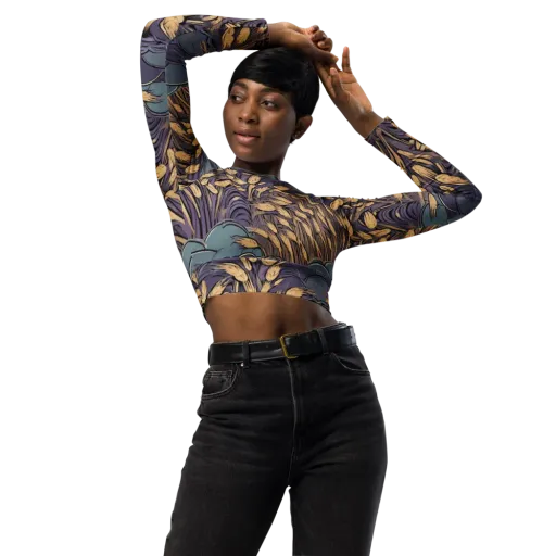 Lavender Harvest on a Long Sleeve Crop Top