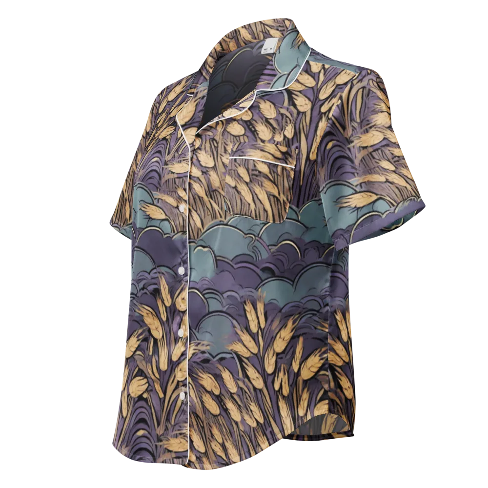 Lavender Harvest on Women's Short Sleeve Pajama Top — Left Front