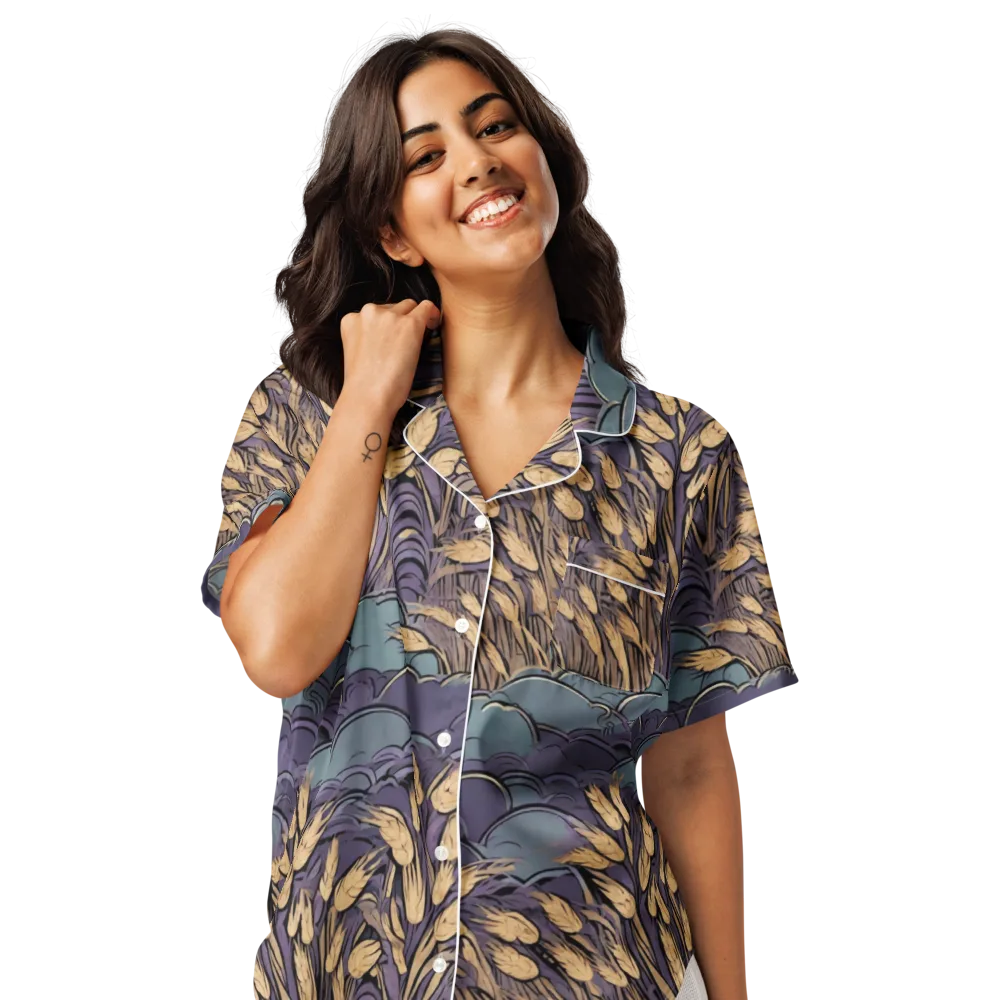 Lavender Harvest on Women's Short Sleeve Pajama Top — Front