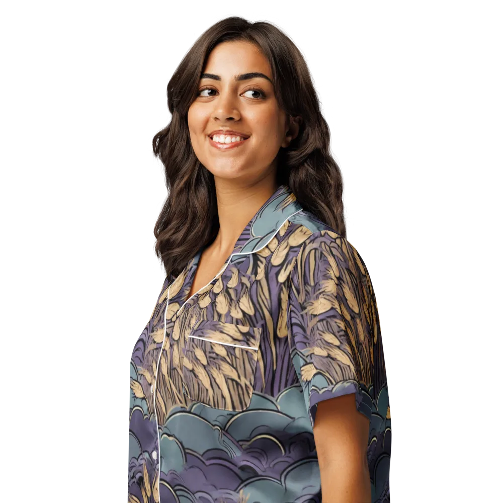 Lavender Harvest on Women's Short Sleeve Pajama Top — Left Front
