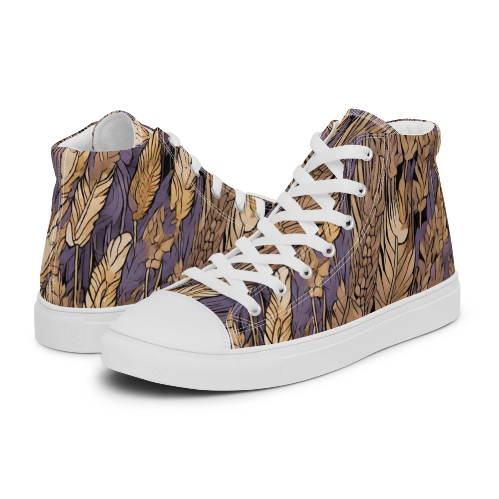 Amethyst Wheat on Men's High Top Canvas Shoes — Left
