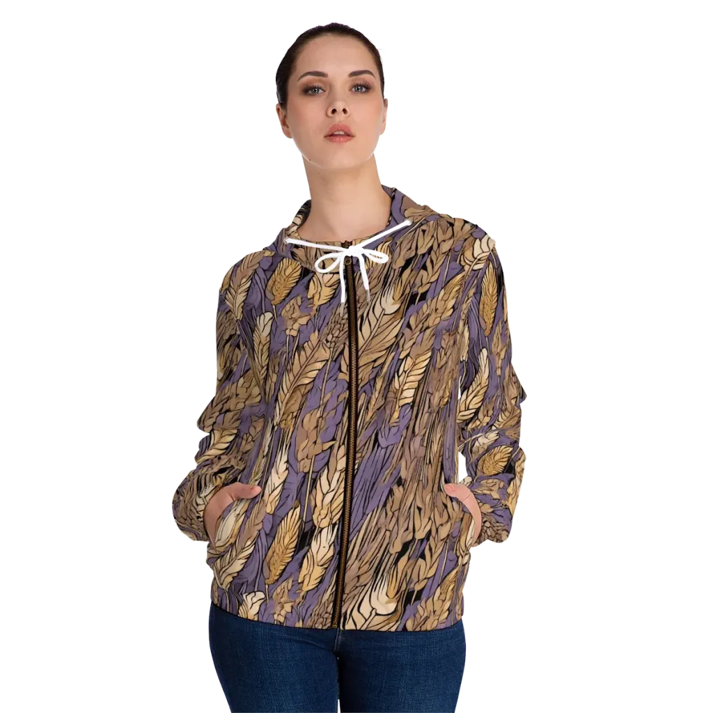 Amethyst Wheat on Women's Full-Zip Hoodie — Front On Person