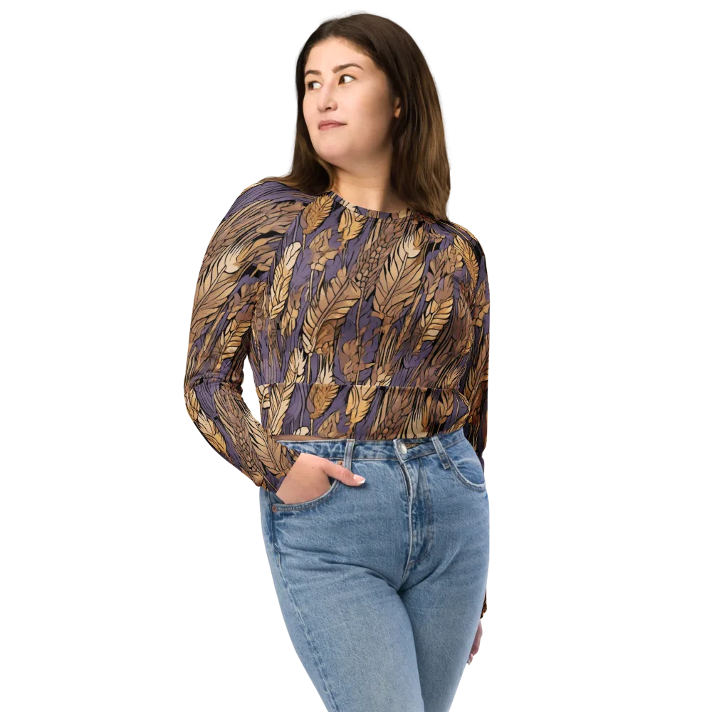 Amethyst Wheat on Long Sleeve Crop Top — Front