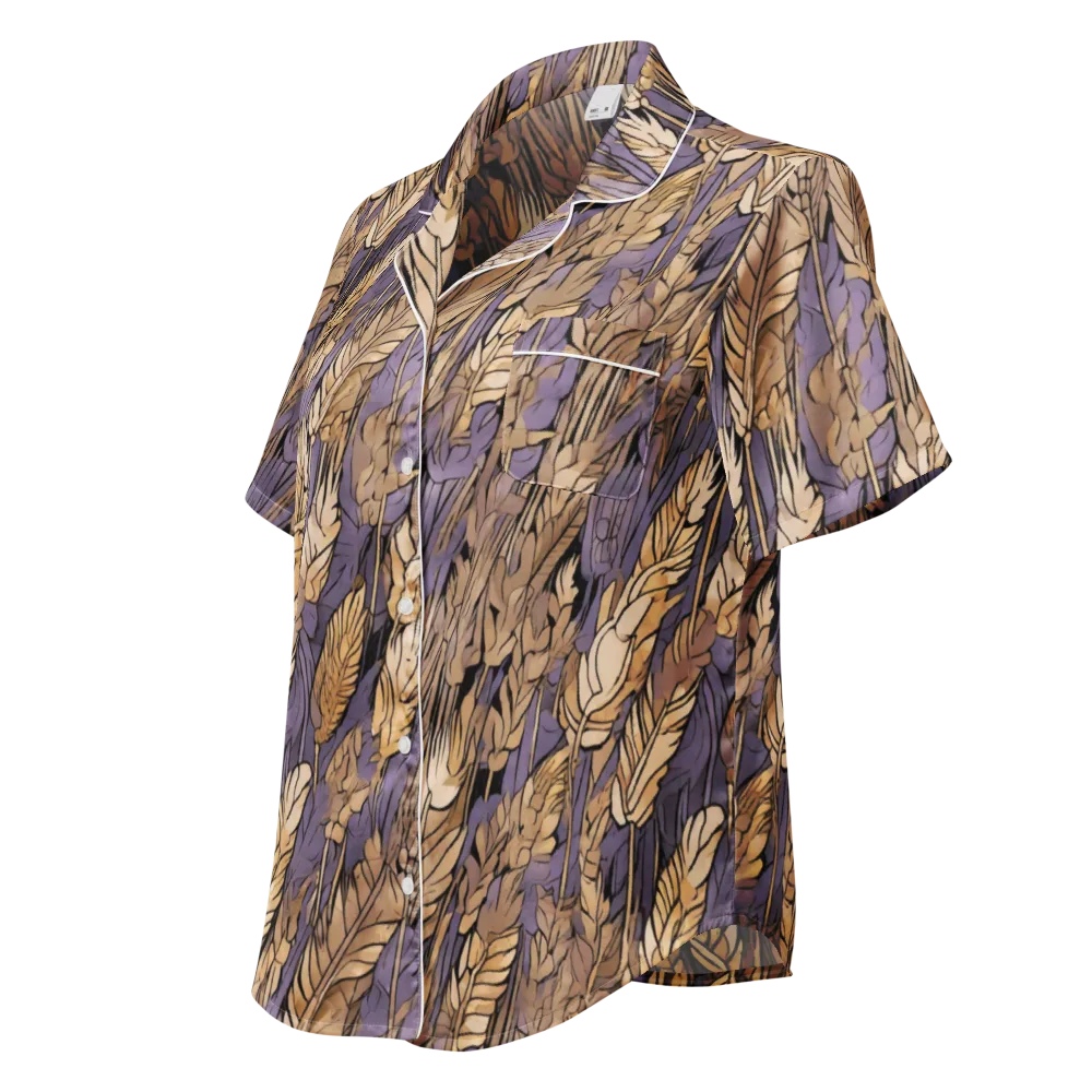 Amethyst Wheat on Women's Short Sleeve Pajama Top — Left Front