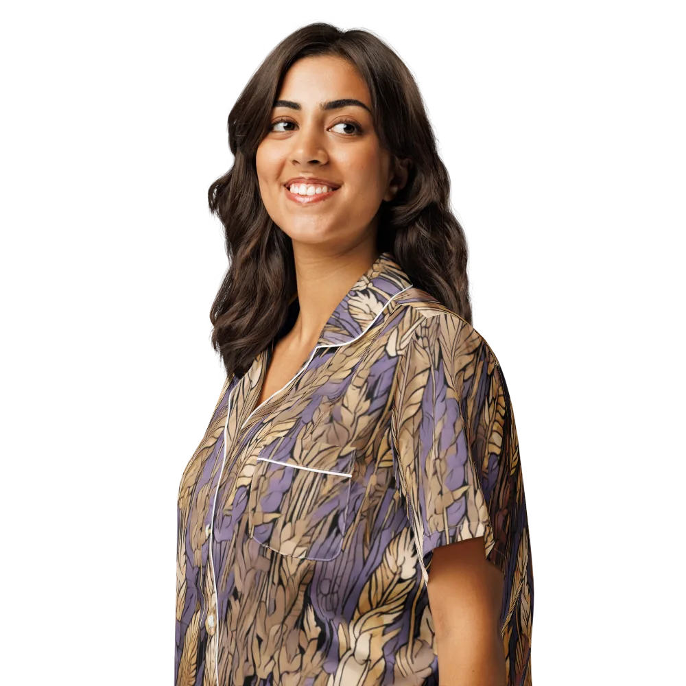 Amethyst Wheat on Women's Short Sleeve Pajama Top — Left Front