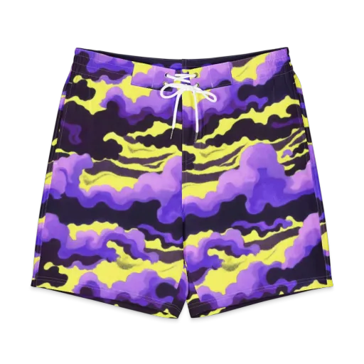 Night Bloom Current on a Men's Board Shorts