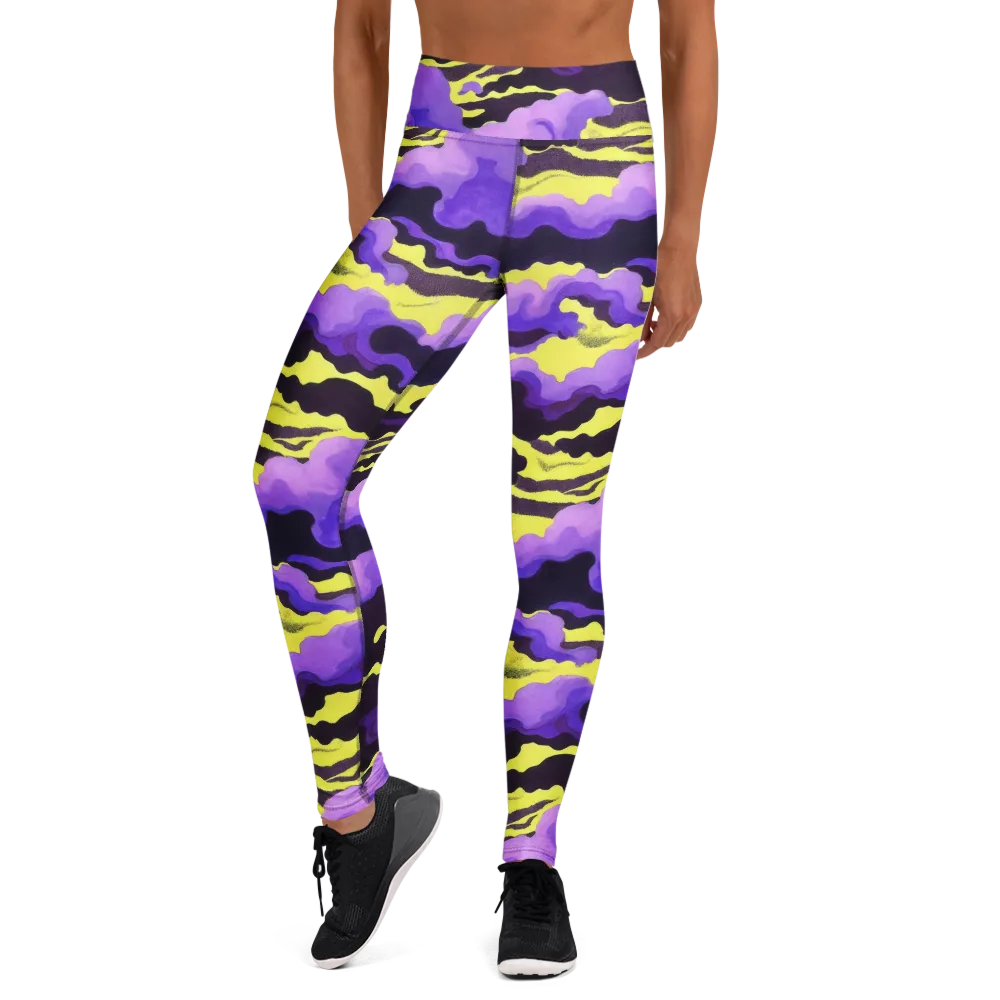Night Bloom Current on Yoga Leggings — Front