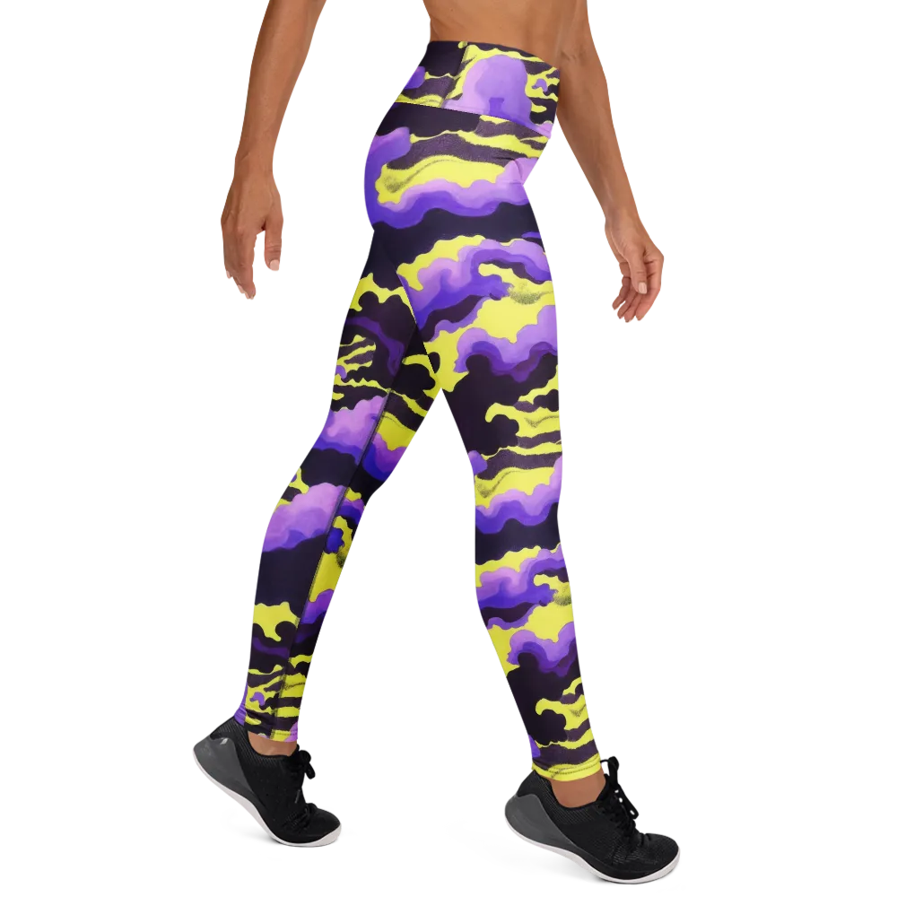 Night Bloom Current on Yoga Leggings — Right