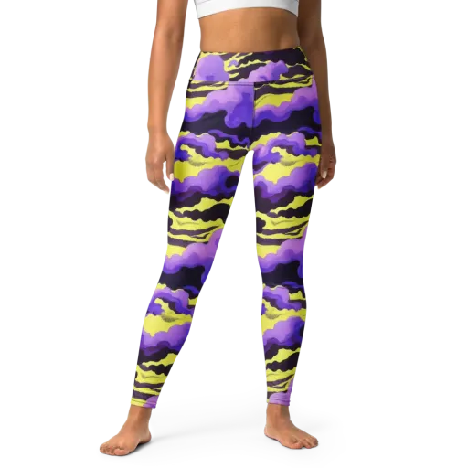 Night Bloom Current on a Yoga Leggings