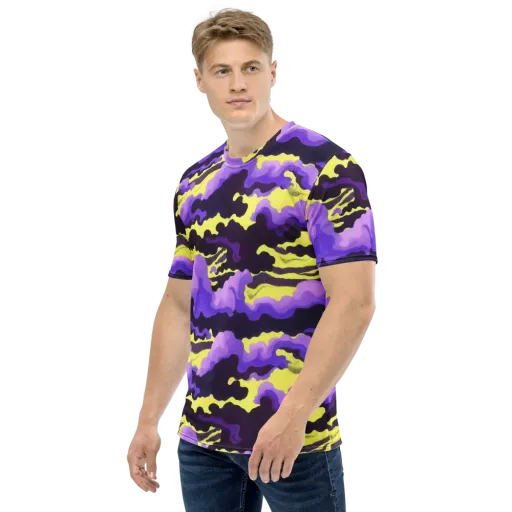 Night Bloom Current on a Men's Crew Neck T-Shirt