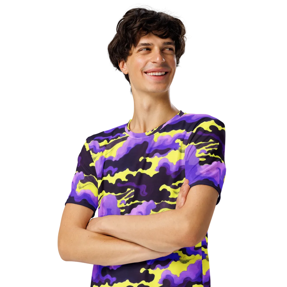 Night Bloom Current on Men's Crew Neck T-Shirt — Left Front