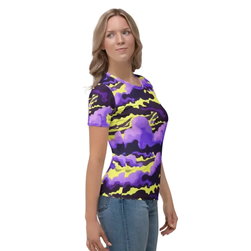Night Bloom Current on a Women's Crew Neck T-Shirt