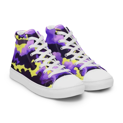 Night Bloom Current on a Women's High Top Canvas Shoes