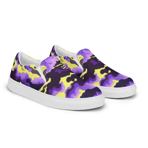 Night Bloom Current on a Men's Slip-On Canvas Shoes