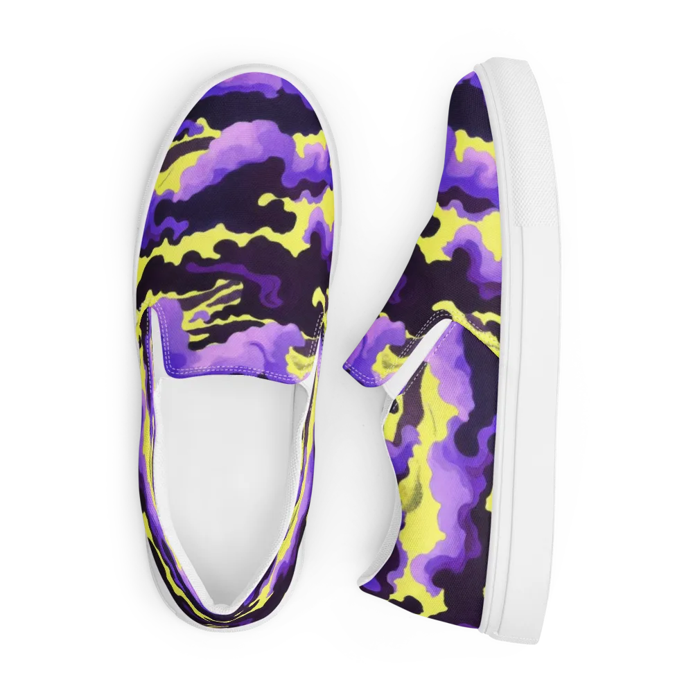 Night Bloom Current on Men's Slip-On Canvas Shoes — Front