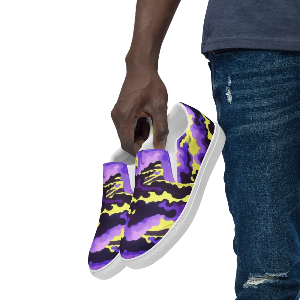 Night Bloom Current on Men's Slip-On Canvas Shoes — Left Front