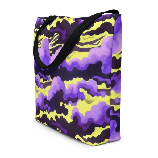 Night Bloom Current on a Large Tote Bag W/ Pocket