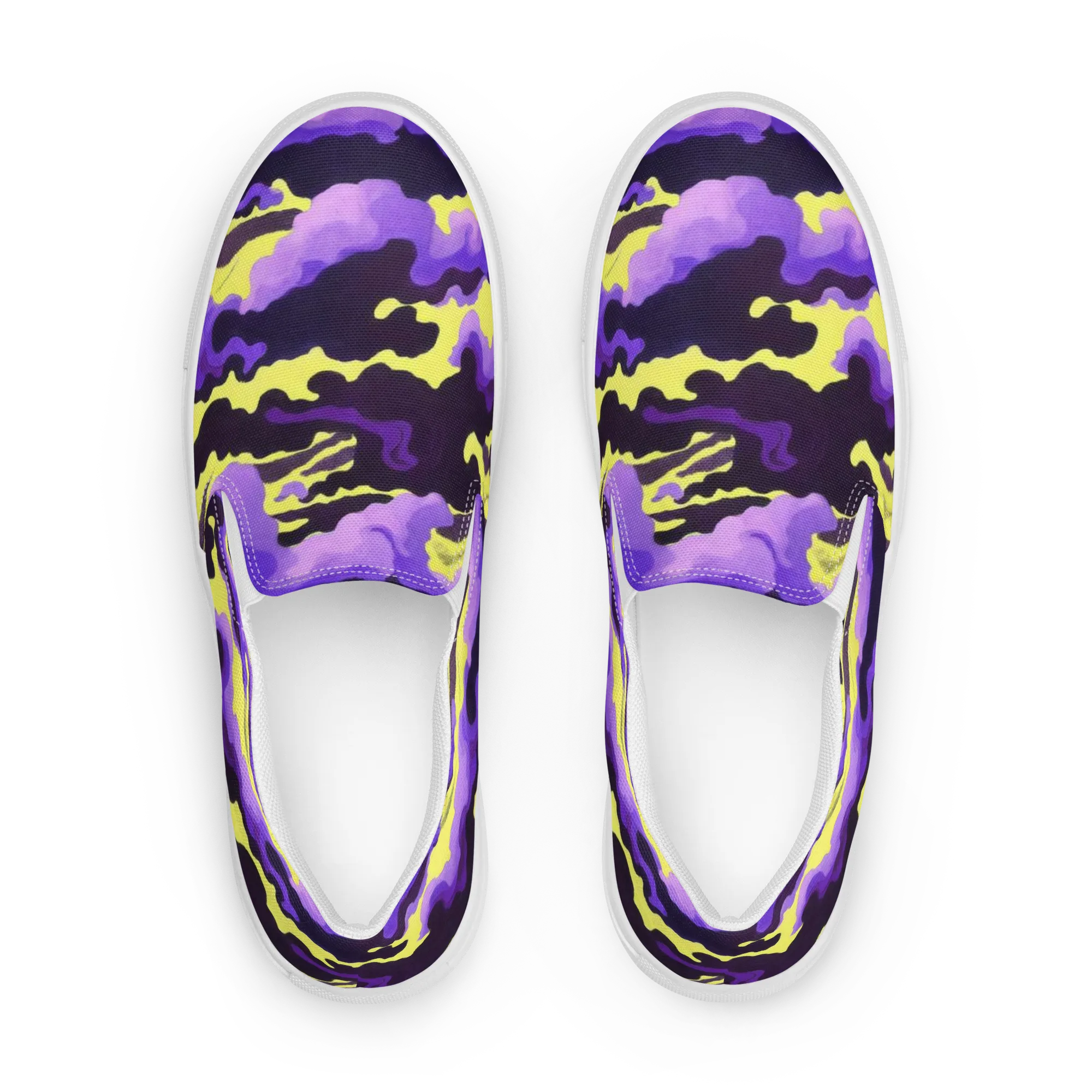 Night Bloom Current on Women's Slip-On Canvas Shoes — Front