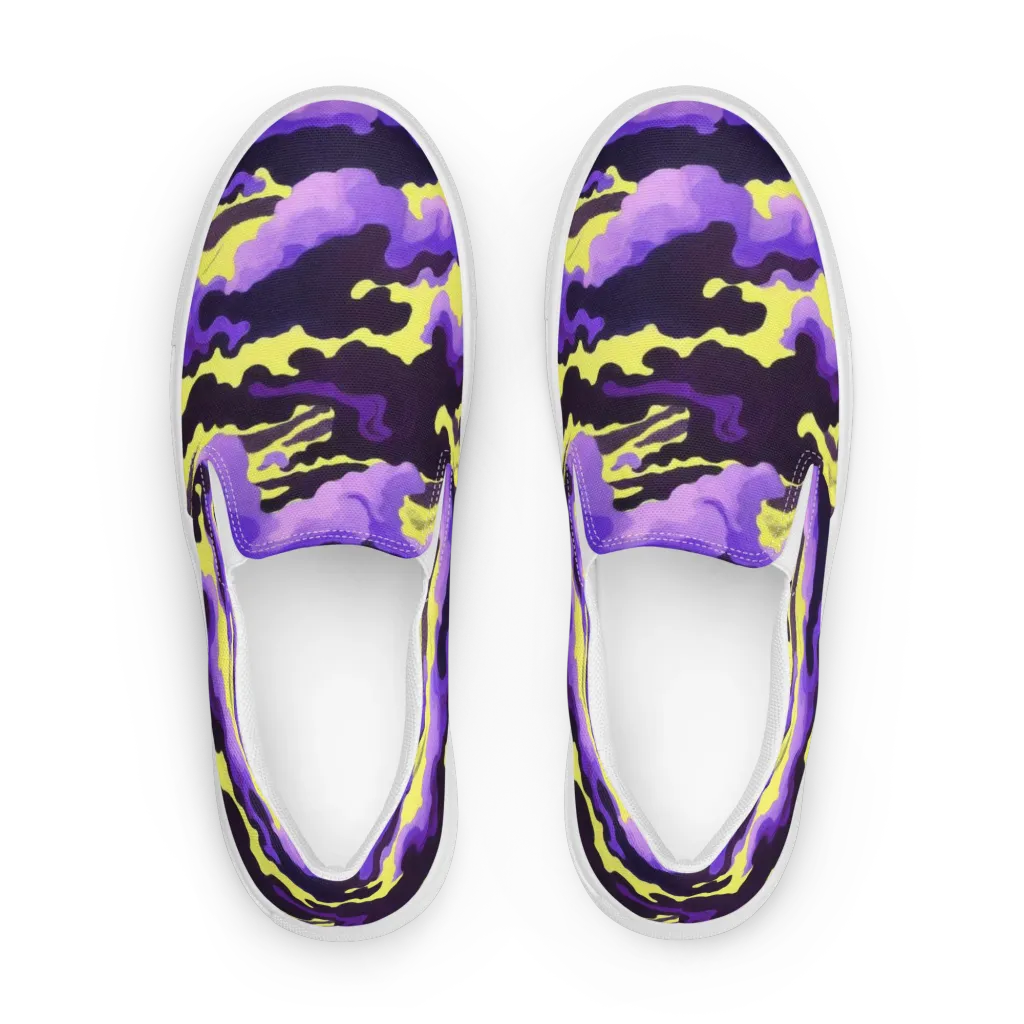 Night Bloom Current on Women's Slip-On Canvas Shoes — Front
