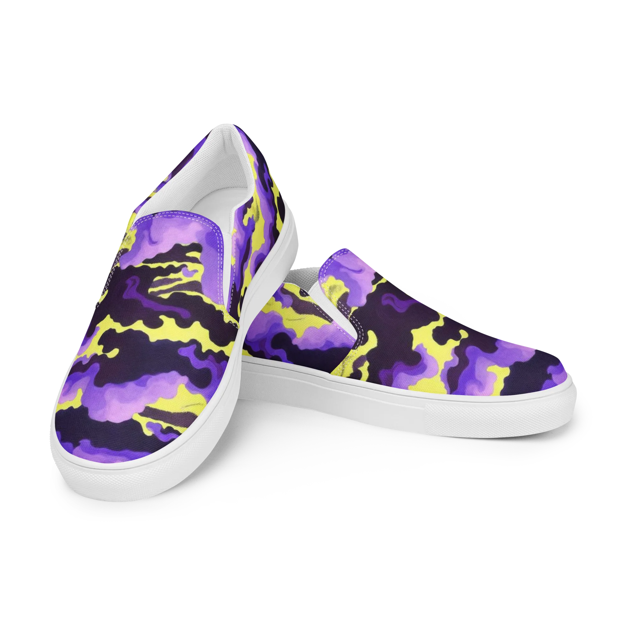 Night Bloom Current on Women's Slip-On Canvas Shoes — Left Front