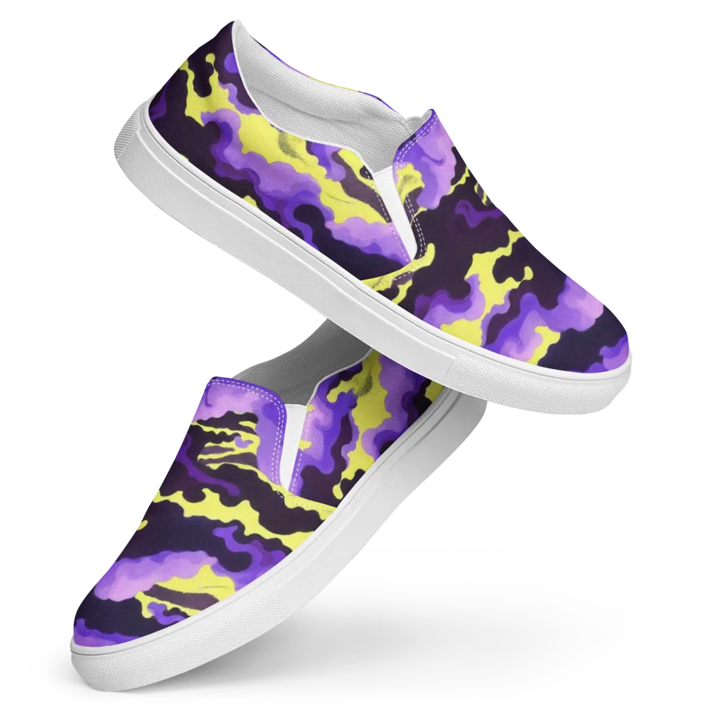 Night Bloom Current on Women's Slip-On Canvas Shoes — Front