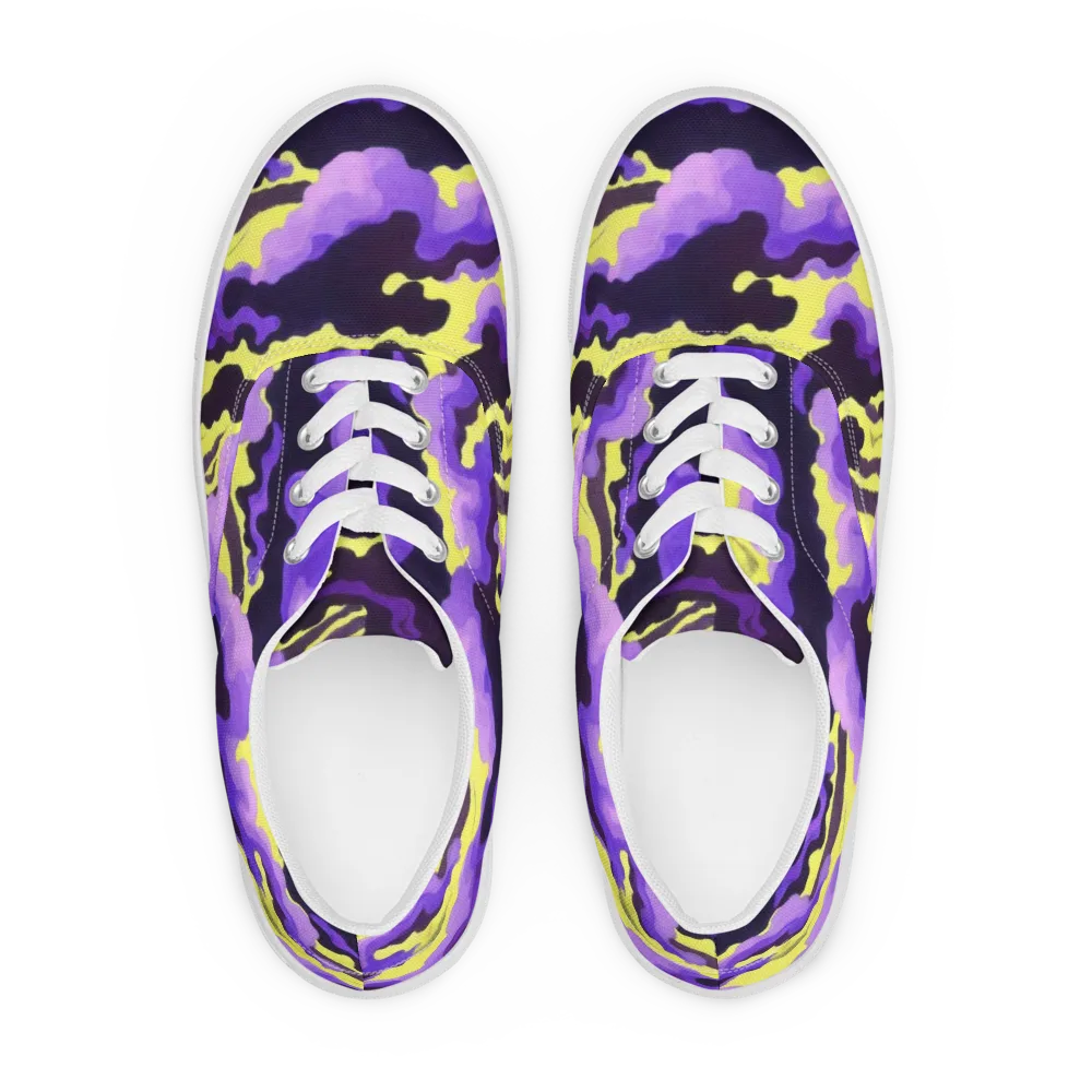 Night Bloom Current on Men's Lace-Up Canvas Shoes — Front