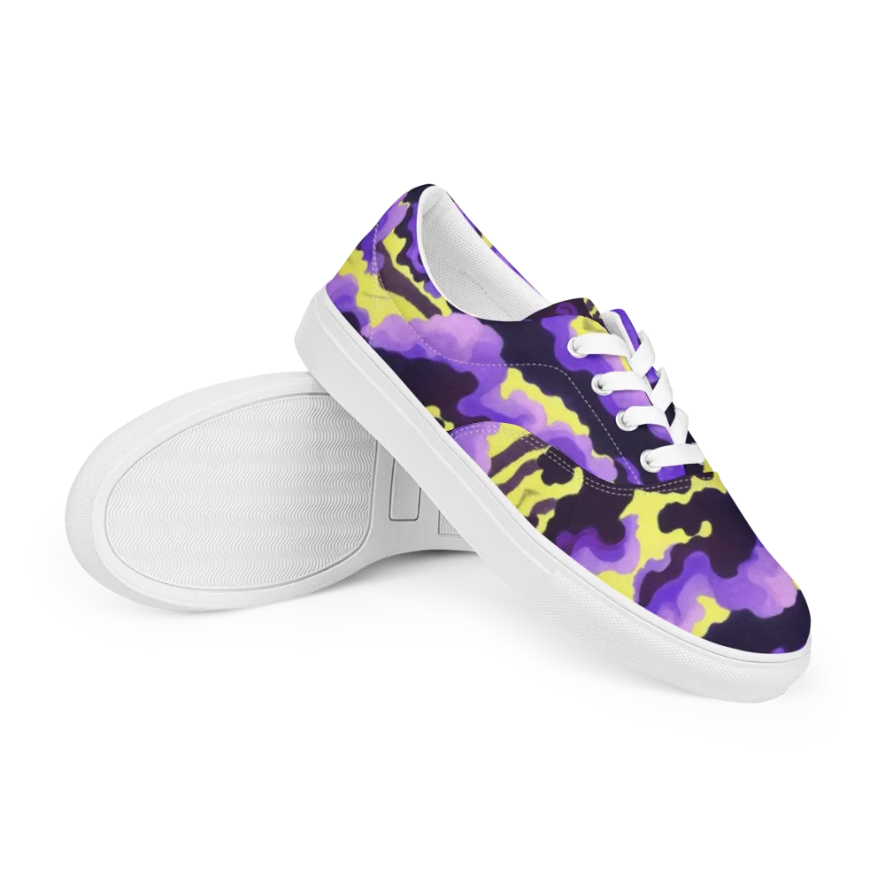 Night Bloom Current on Men's Lace-Up Canvas Shoes — Right Front