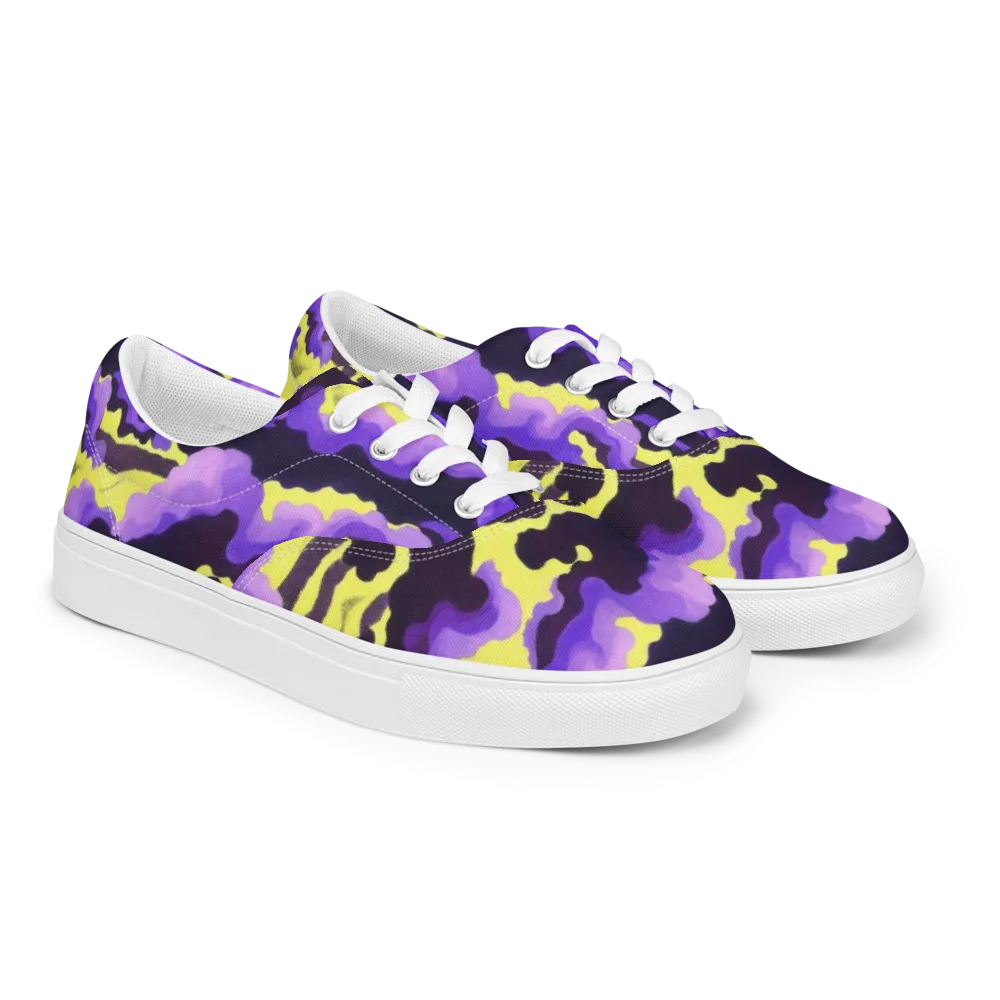 Night Bloom Current on Men's Lace-Up Canvas Shoes — Right Front