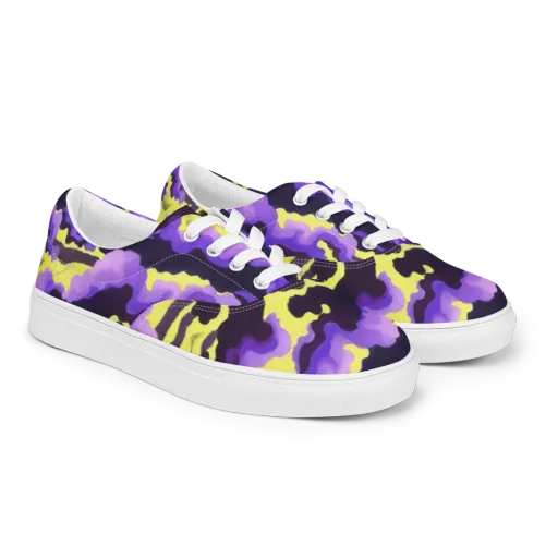 Night Bloom Current on a Men's Lace-Up Canvas Shoes
