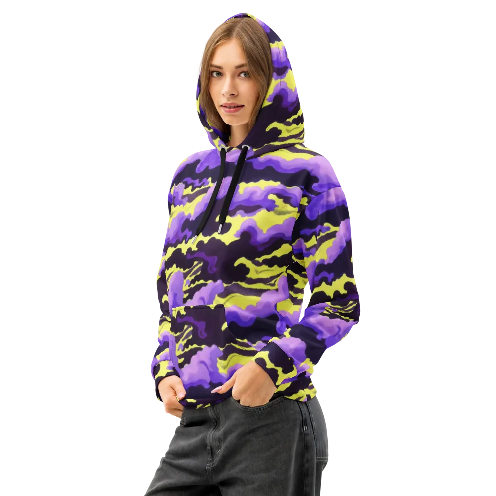 Night Bloom Current on Cotton Hoodie — Left Front