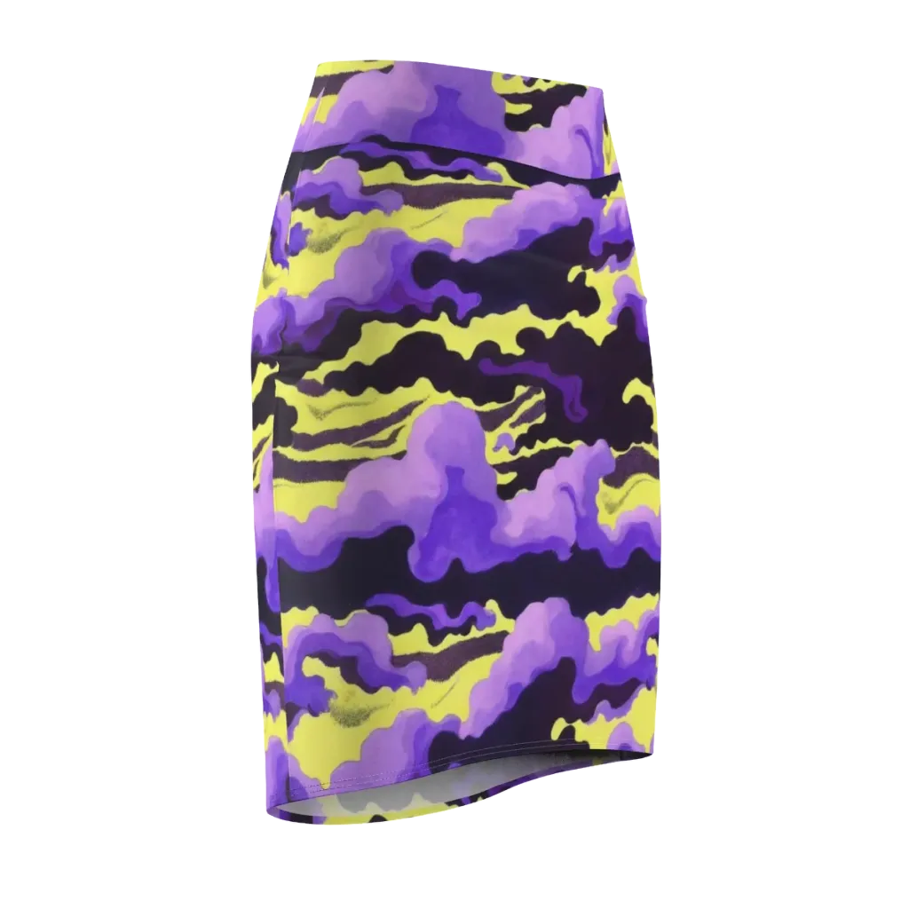 Night Bloom Current on Pencil Skirt — Front Side